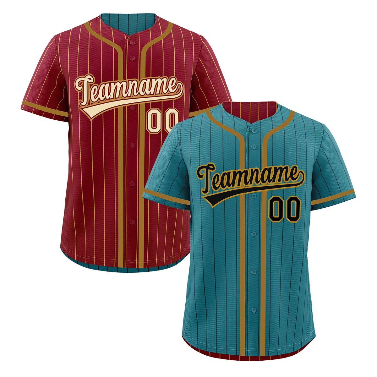Custom Teal Crimson Reversible Stripe Fashion Breathable Baseball Jersey| KXKSHOP
