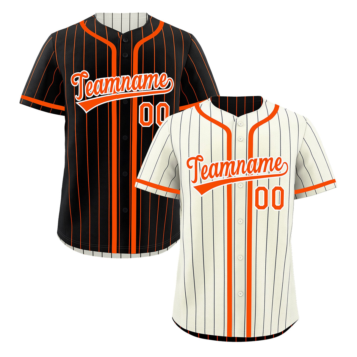 Custom Cream Black Orange Reversible Stripe Fashion Breathable Baseball Jersey| KXKSHOP