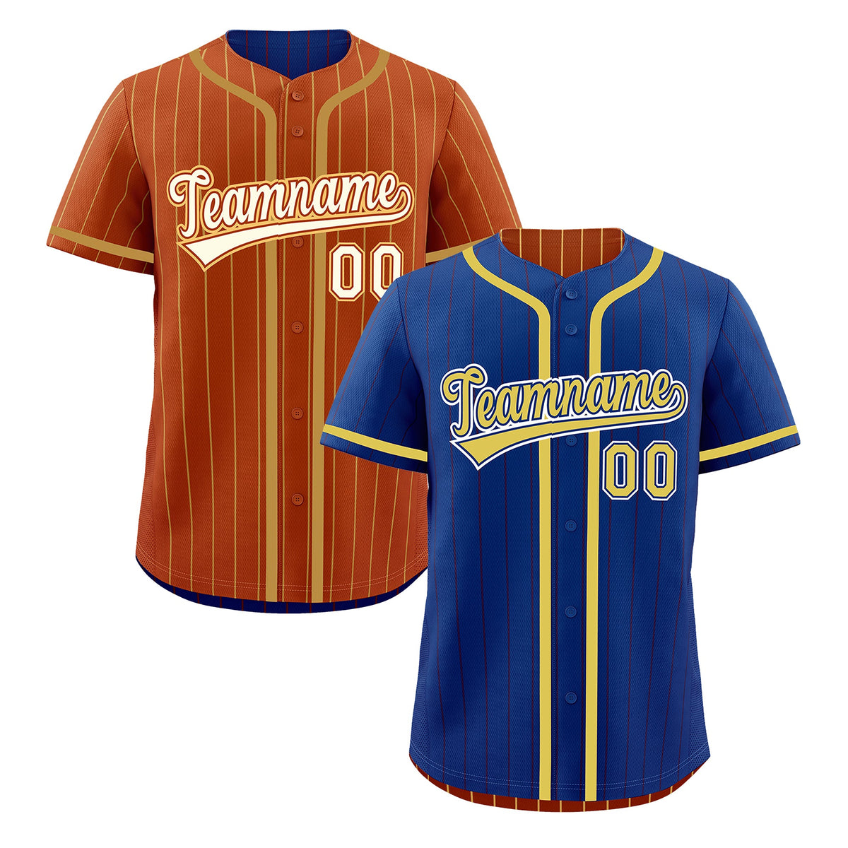 Custom Royal Blue Dark Orange Reversible Stripe Fashion Lightweight Baseball Jersey| KXKSHOP