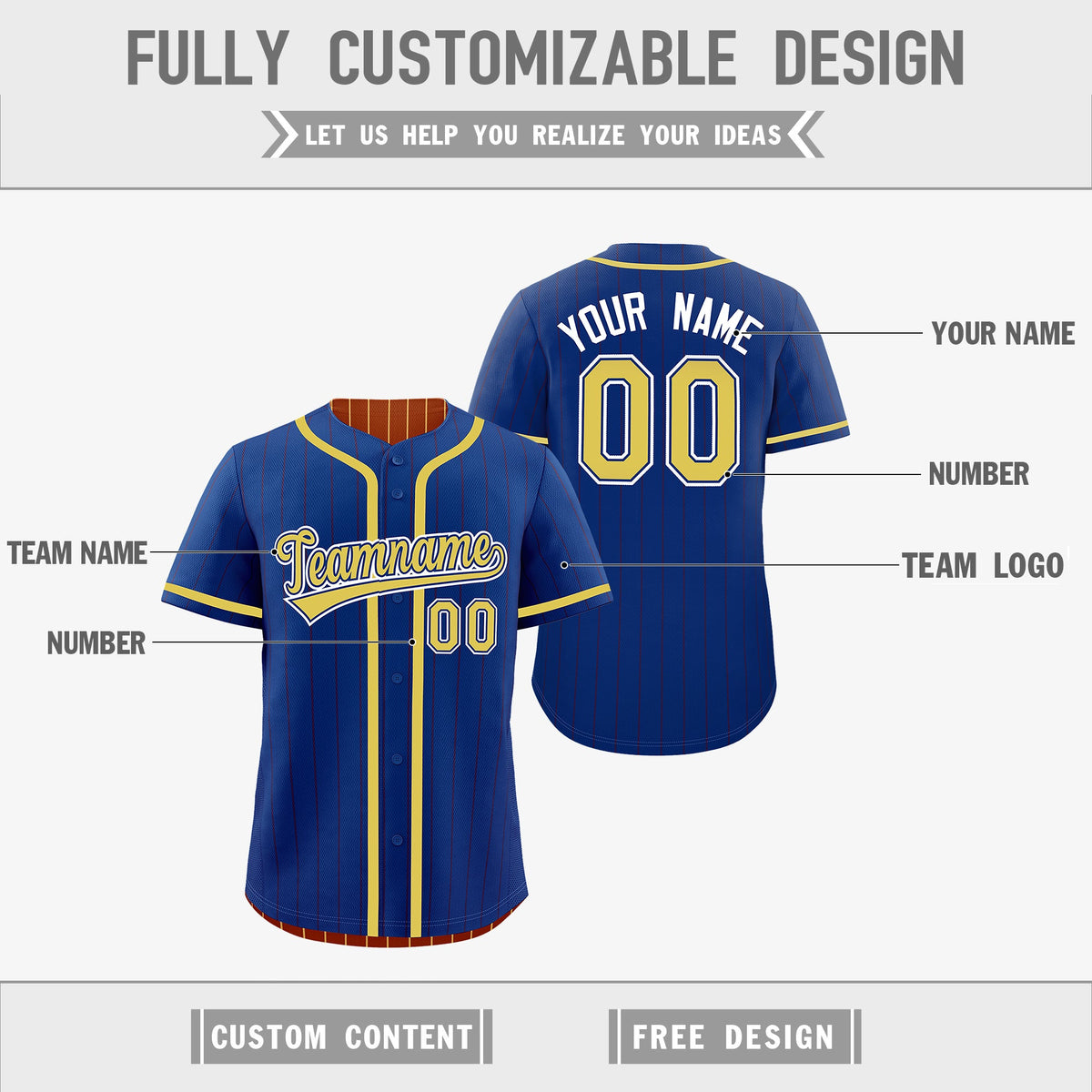 Custom Royal Blue Dark Orange Reversible Stripe Fashion Lightweight Baseball Jersey| KXKSHOP