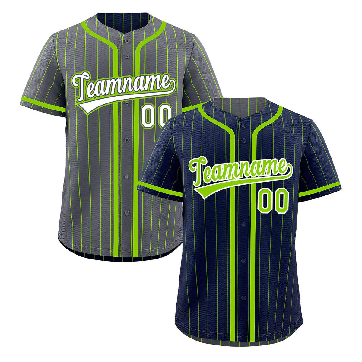 Custom Navy Neon Green Reversible Stripe Fashion Breathable Baseball Jersey| KXKSHOP