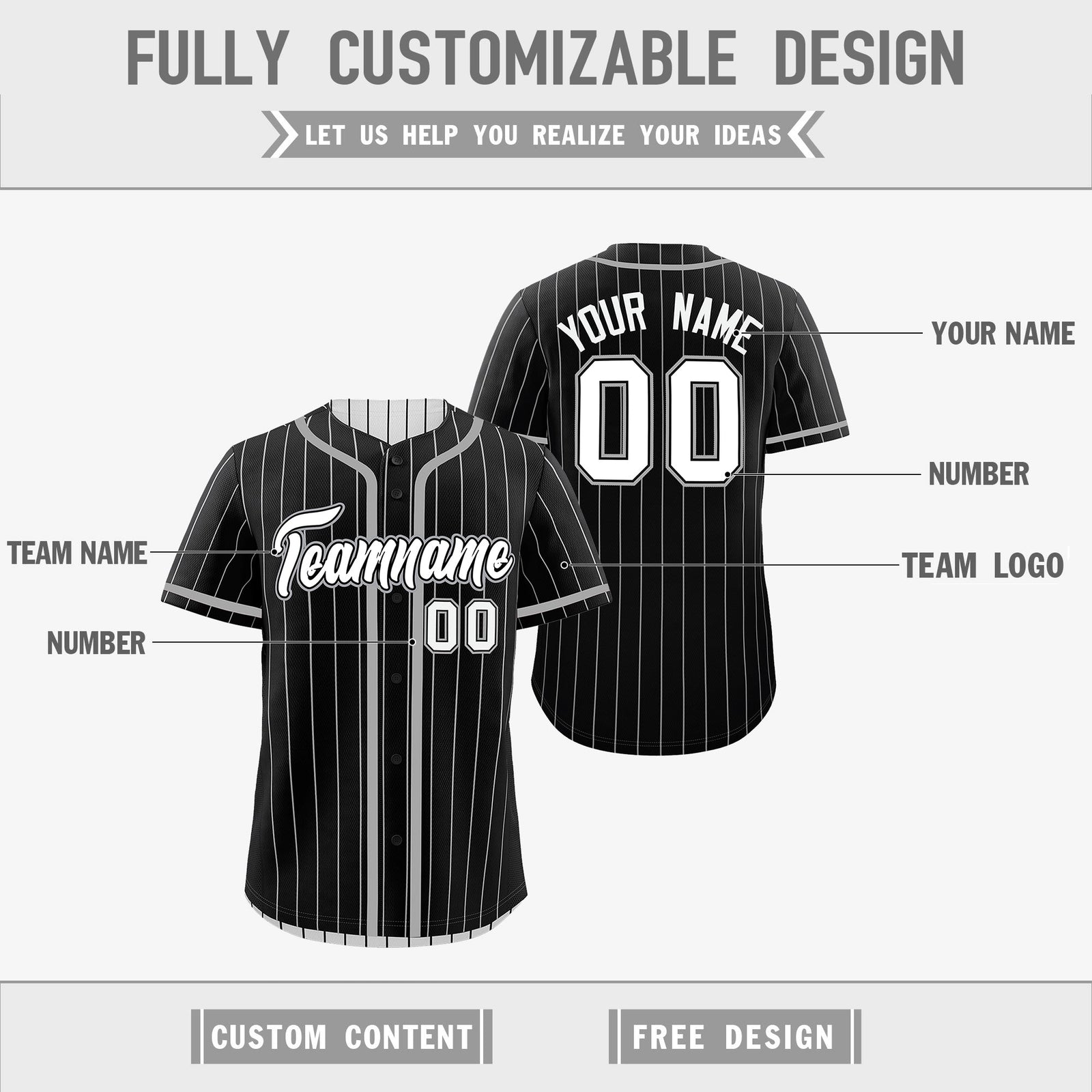 Custom Black White Reversible Stripe Fashion Lightweight Baseball Jersey| KXKSHOP