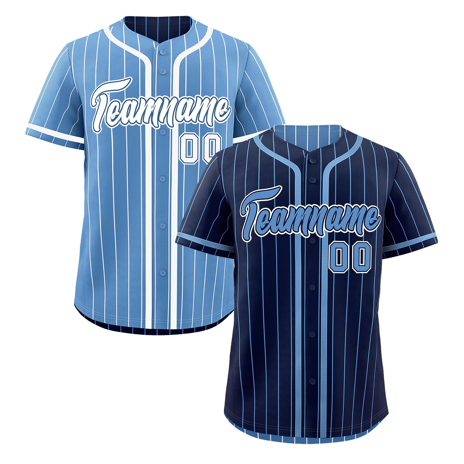 Custom Navy Light Blue Reversible Stripe Fashion Breathable Baseball Jersey| KXKSHOP