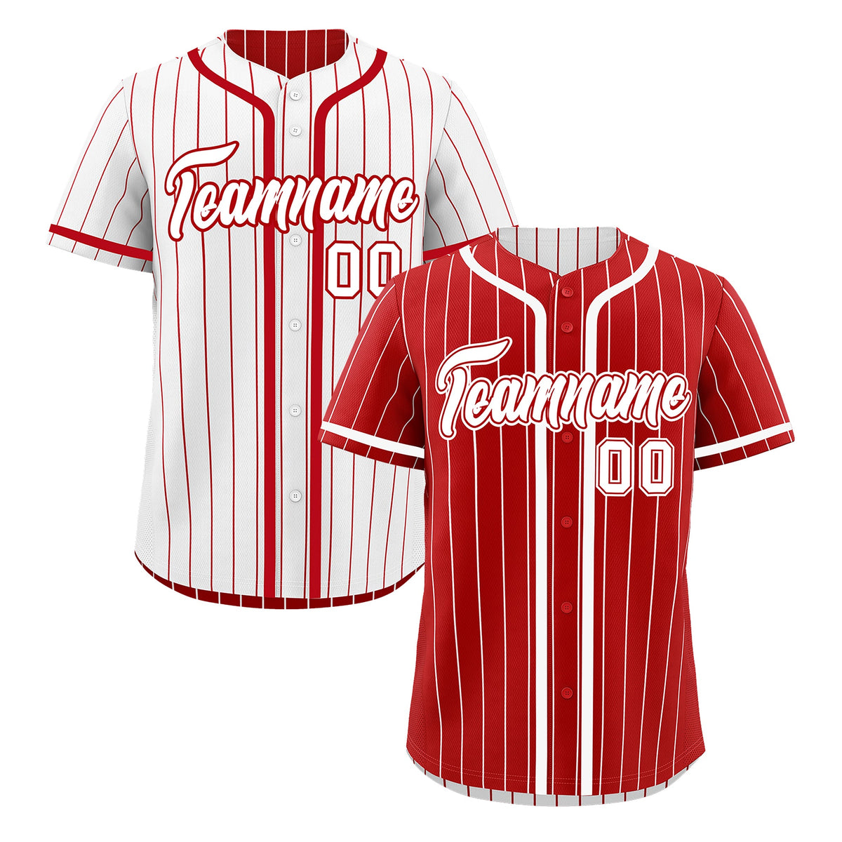 Custom Red White Reversible Stripe Fashion Breathable Baseball Jersey| KXKSHOP