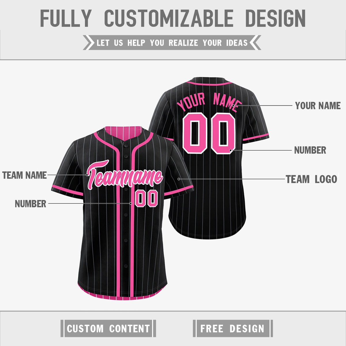 Custom Black Pink Reversible Stripe Fashion Lightweight Baseball Jersey| KXKSHOP