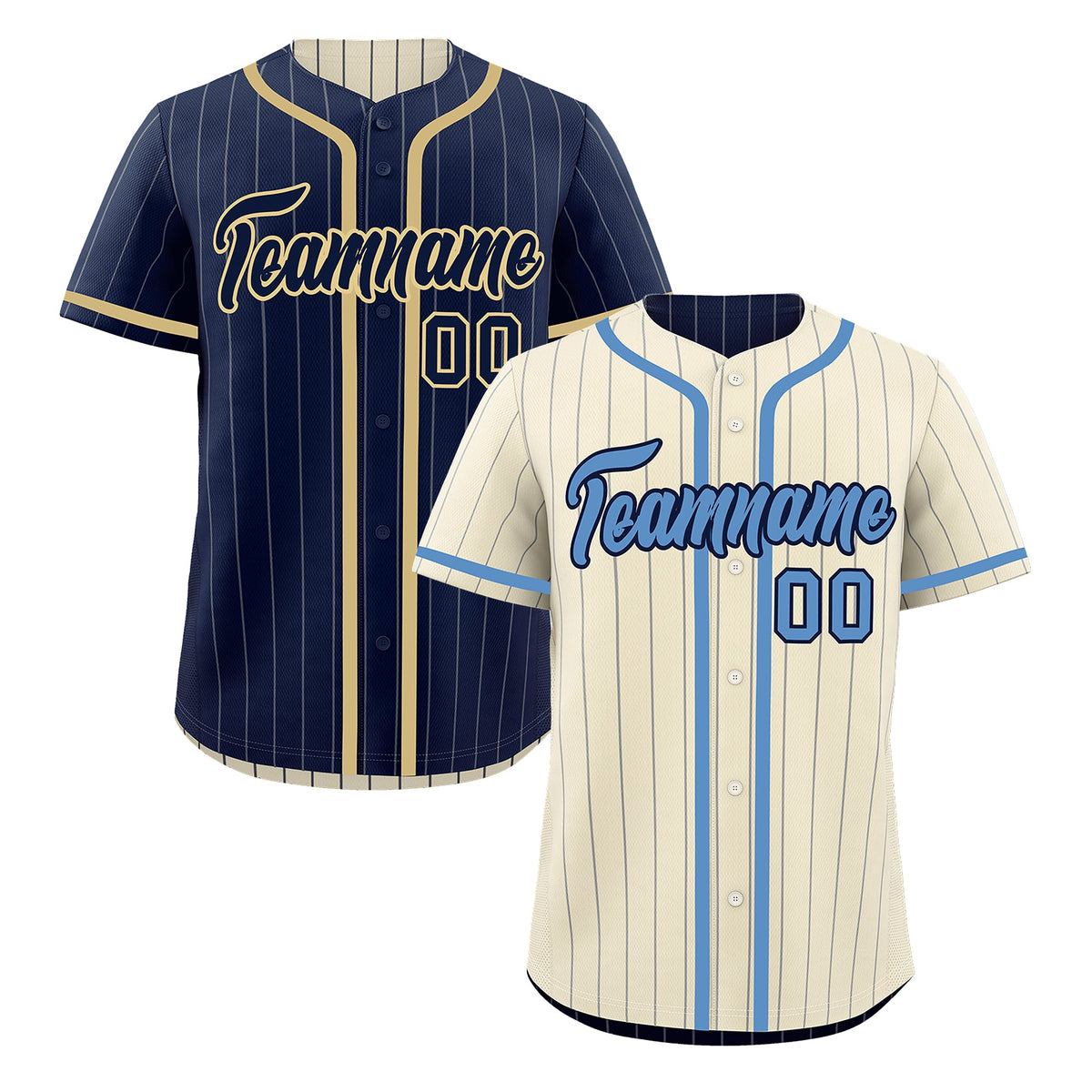 Custom Cream Navy Reversible Stripe Fashion Breathable Baseball Jersey| KXKSHOP