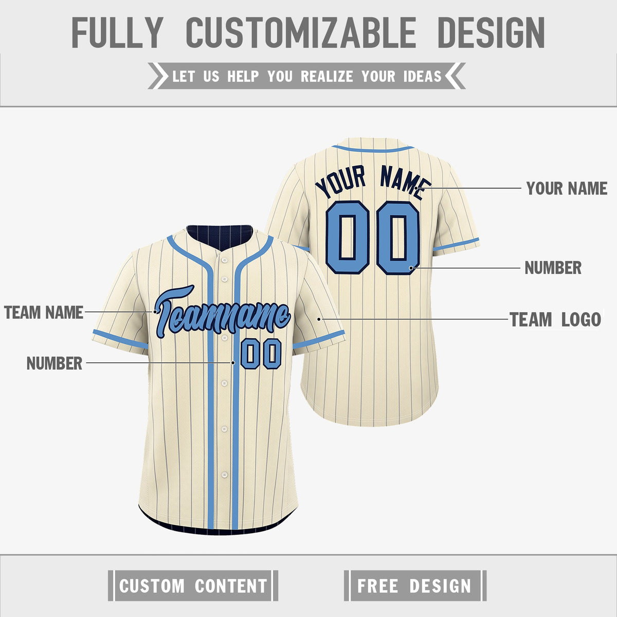 Custom Cream Navy Reversible Stripe Fashion Breathable Baseball Jersey| KXKSHOP