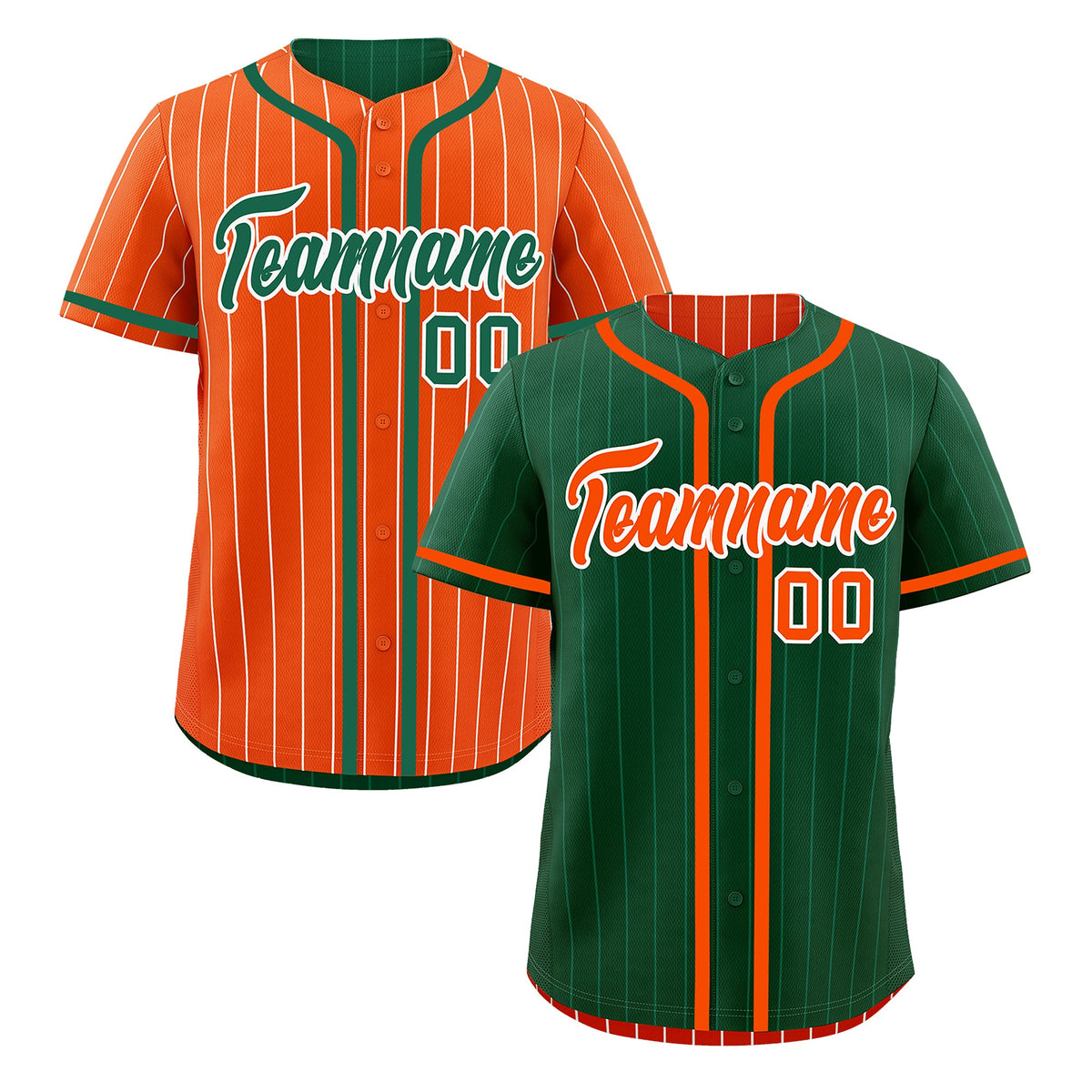 Custom Green Orange Reversible Stripe Fashion Lightweight Baseball Jersey| KXKSHOP