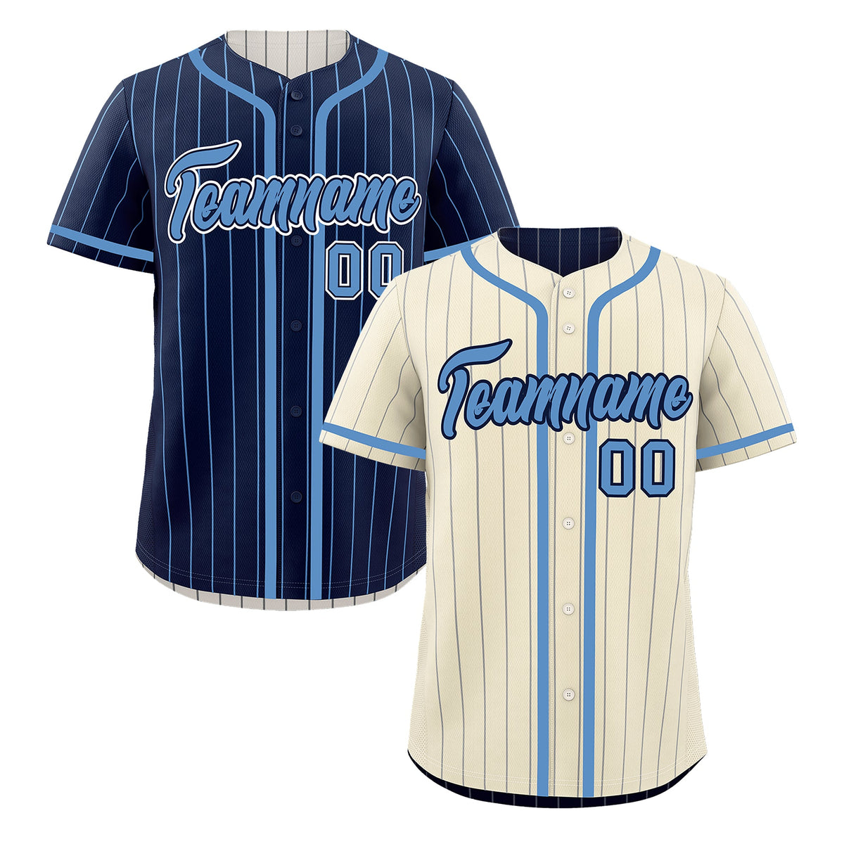 Custom Cream Navy Reversible Stripe Fashion Breathable Baseball Jersey| KXKSHOP