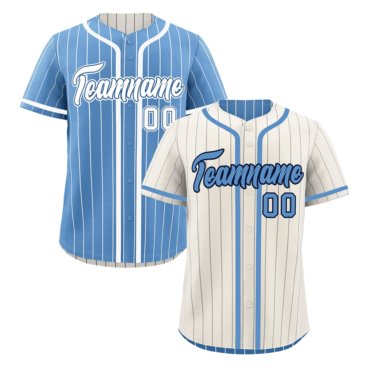Custom Cream Light Blue Reversible Stripe Fashion Lightweight Baseball Jersey| KXKSHOP