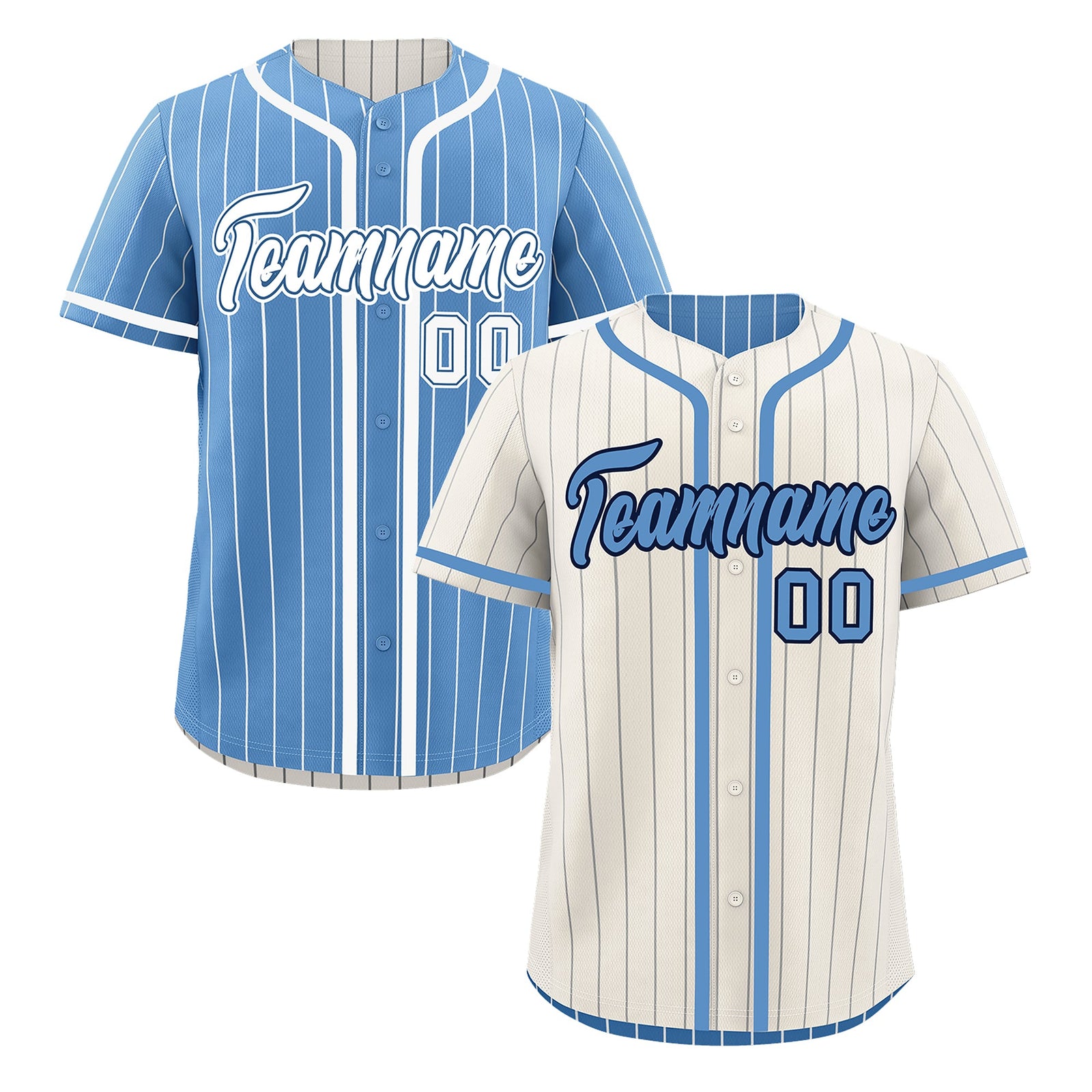Custom Cream Light Blue Reversible Stripe Fashion Lightweight Baseball Jersey| KXKSHOP
