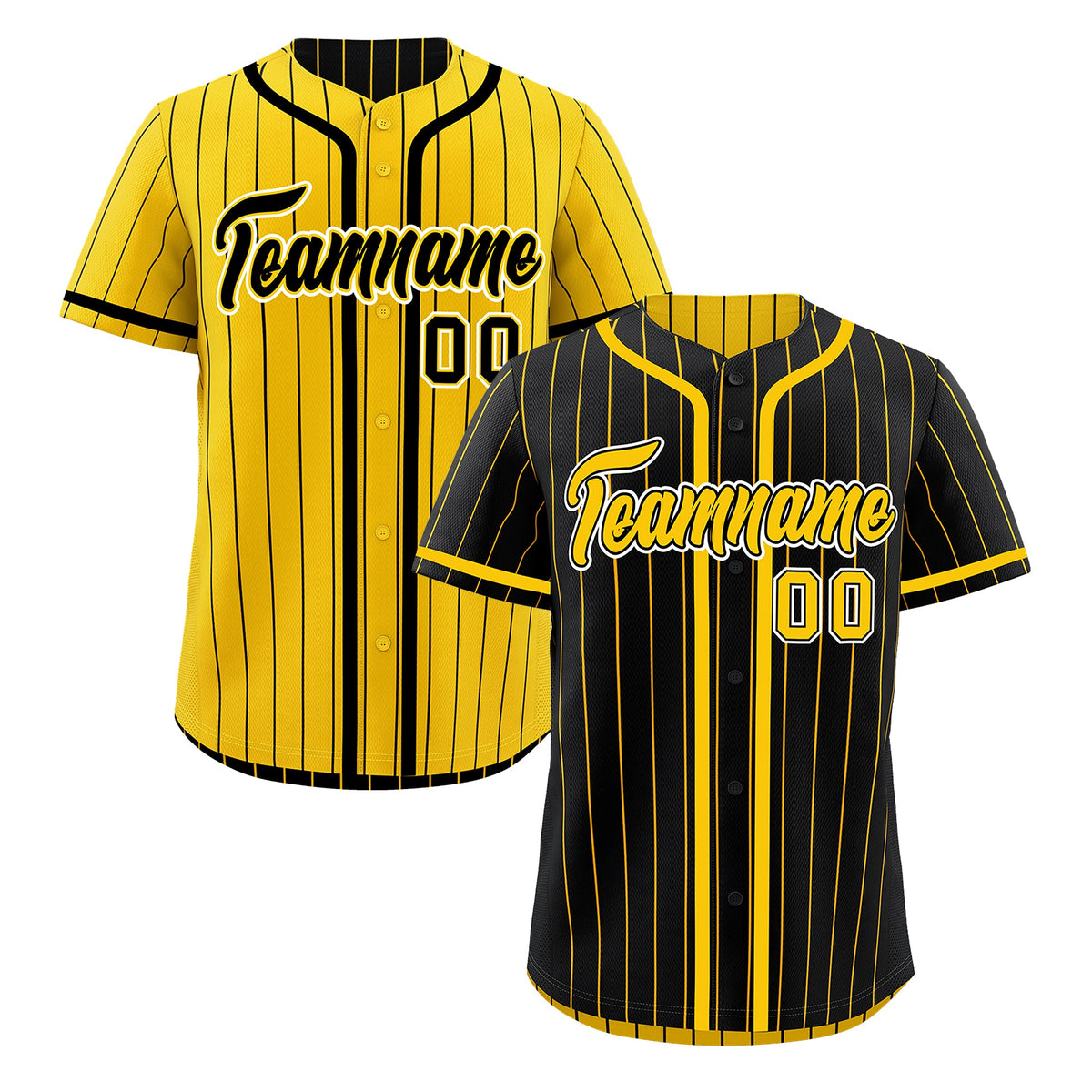 Custom Black Yellow Reversible Stripe Fashion Breathable Baseball Jersey| KXKSHOP