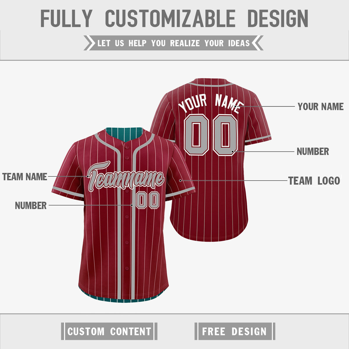 Custom Crimson Teal Reversible Stripe Fashion Lightweight Baseball Jersey| KXKSHOP