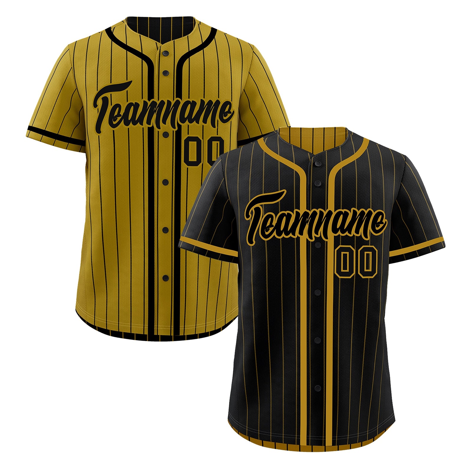 Custom Black Old Gold Reversible Stripe Fashion Breathable Baseball Jersey| KXKSHOP