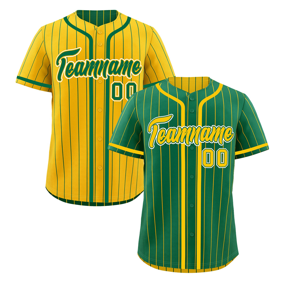 Custom Kelly Green Yellow Reversible Stripe Fashion Lightweight Baseball Jersey| KXKSHOP