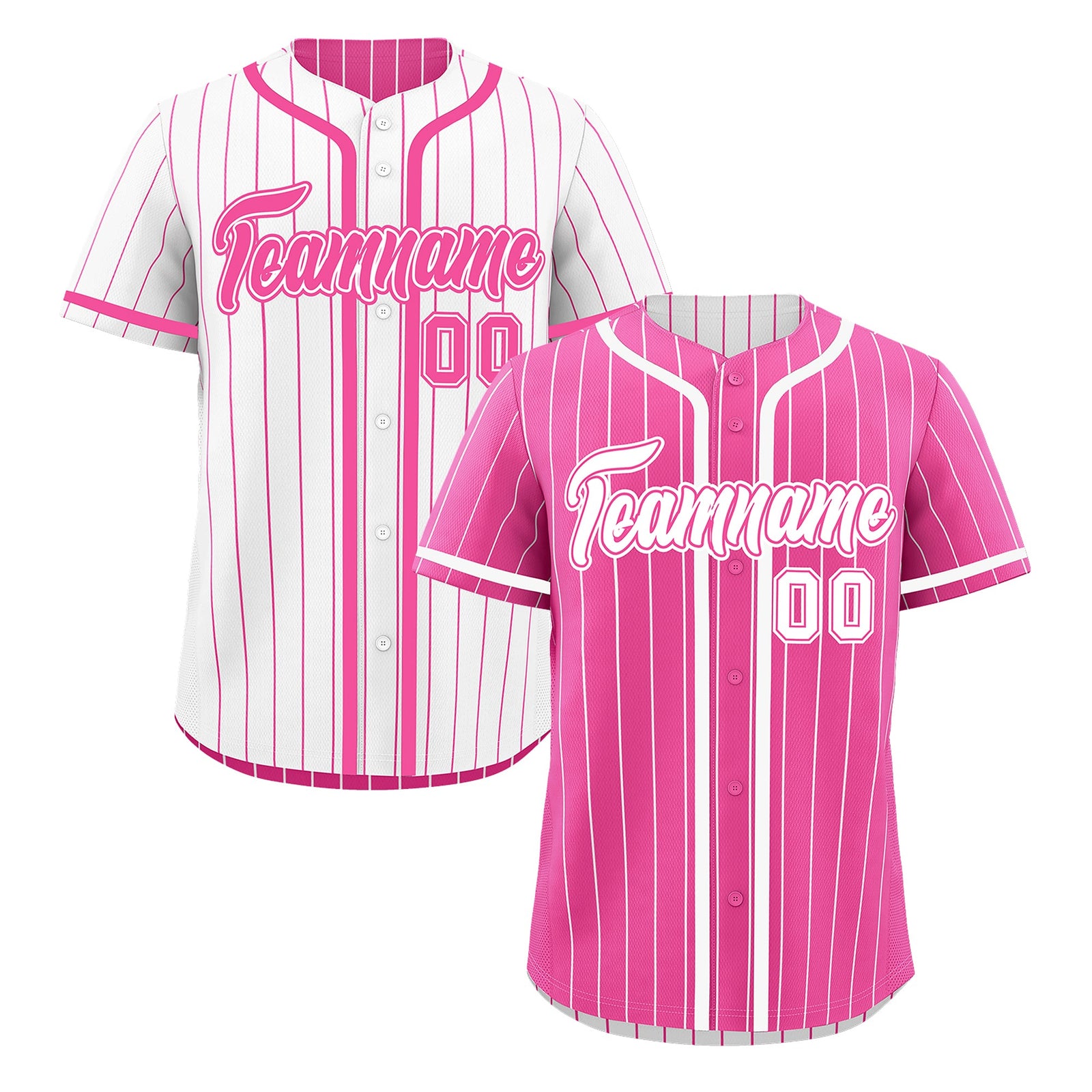 Custom Pink White Reversible Stripe Fashion Breathable Baseball Jersey| KXKSHOP