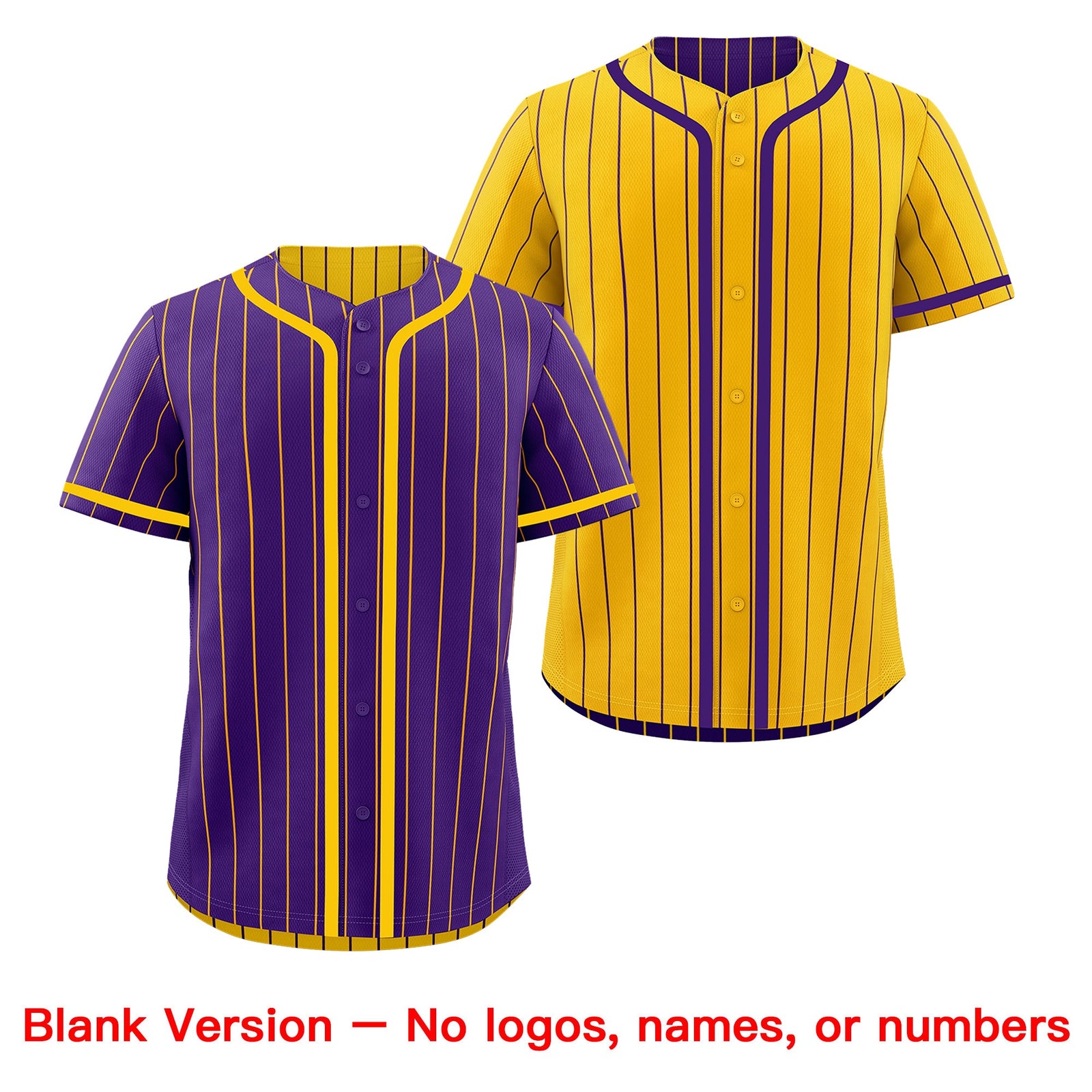 Custom Purple Yellow Reversible Stripe Fashion Lightweight Baseball Jersey| KXKSHOP