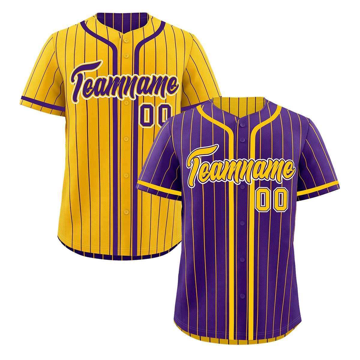 Custom Purple Yellow Reversible Stripe Fashion Lightweight Baseball Jersey| KXKSHOP