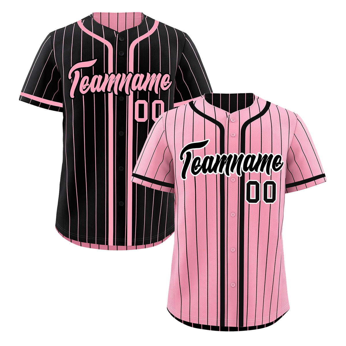 Custom Light Pink Black Reversible Stripe Fashion Breathable Baseball Jersey| KXKSHOP