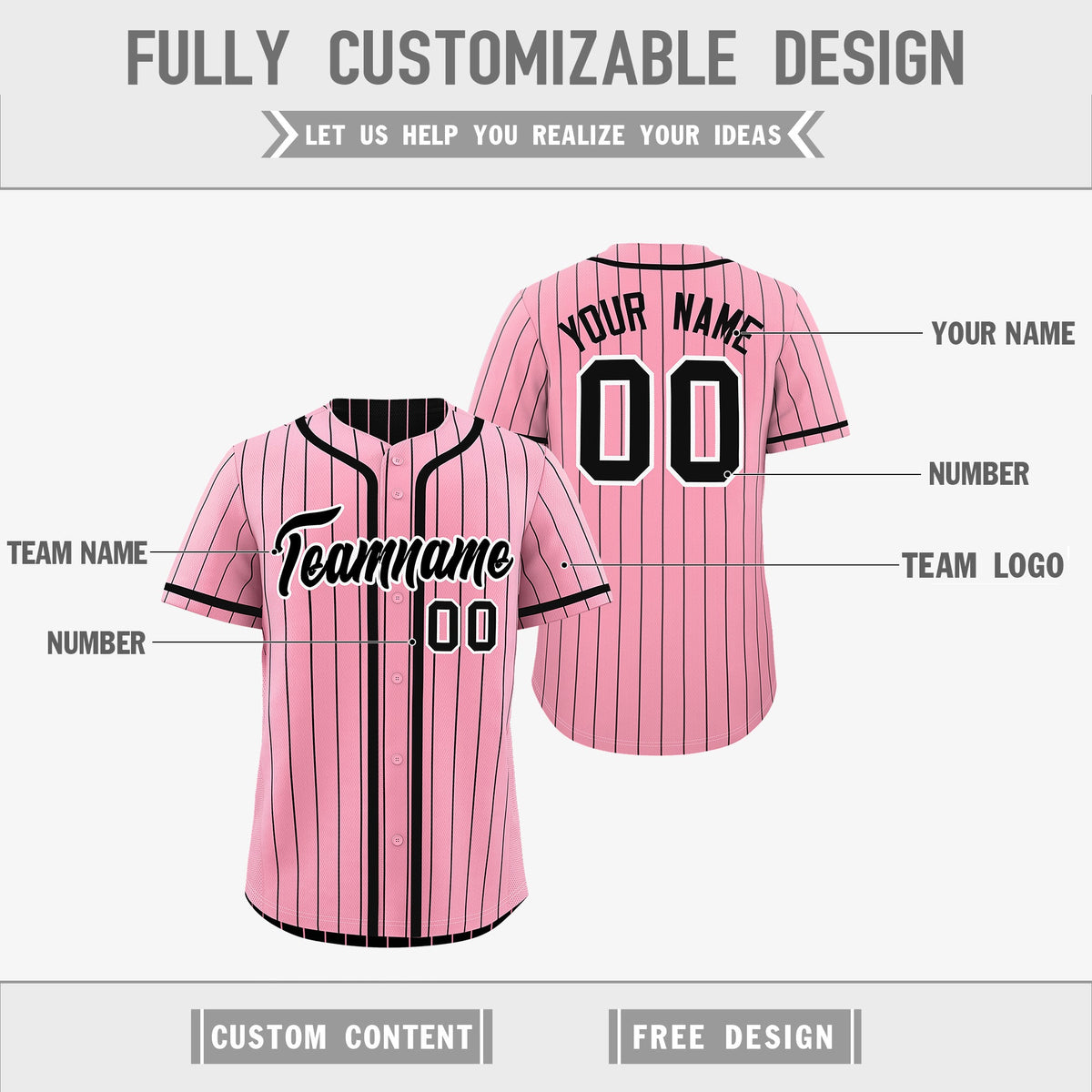 Custom Light Pink Black Reversible Stripe Fashion Breathable Baseball Jersey| KXKSHOP