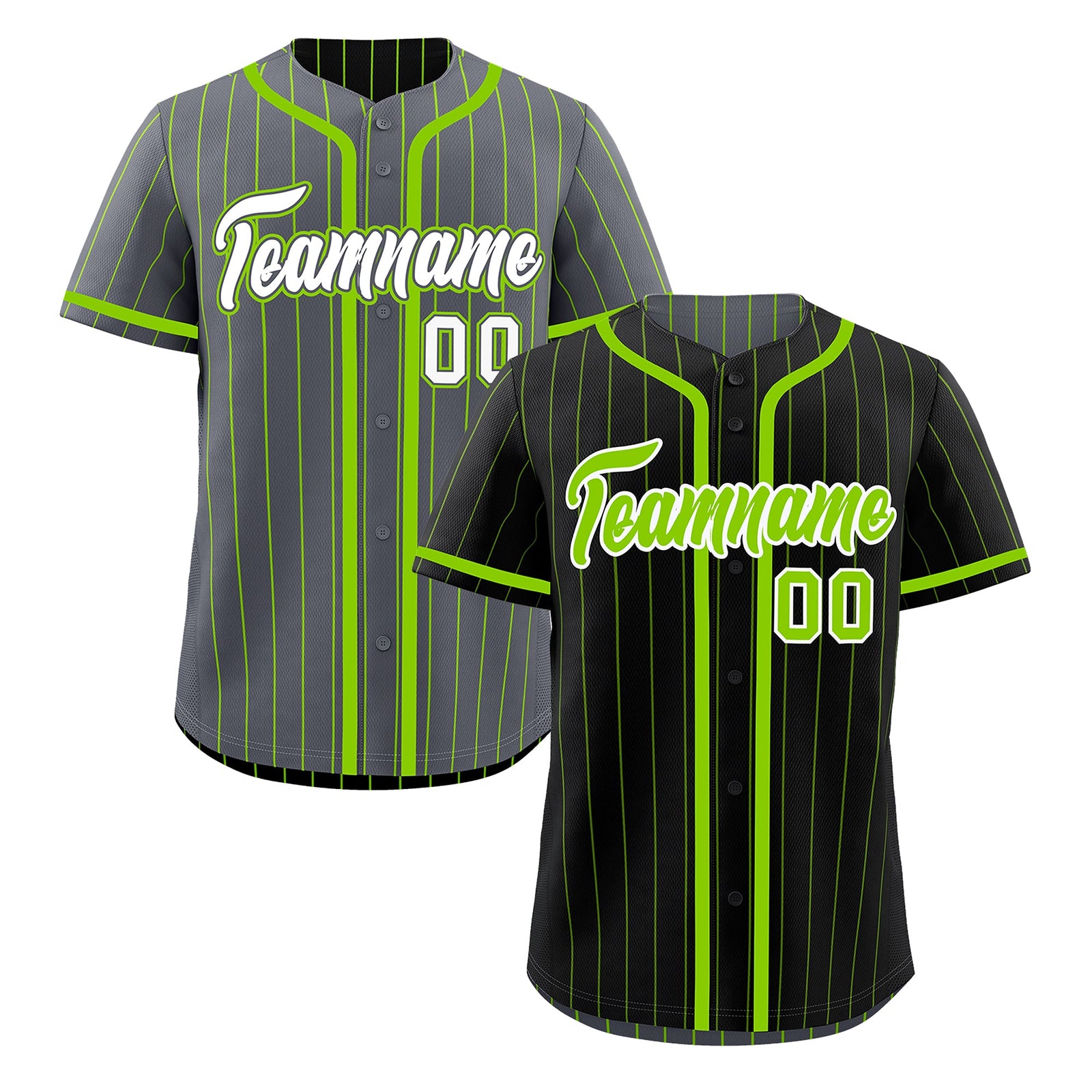 Custom Black Neon Green Reversible Stripe Fashion Lightweight Baseball Jersey| KXKSHOP