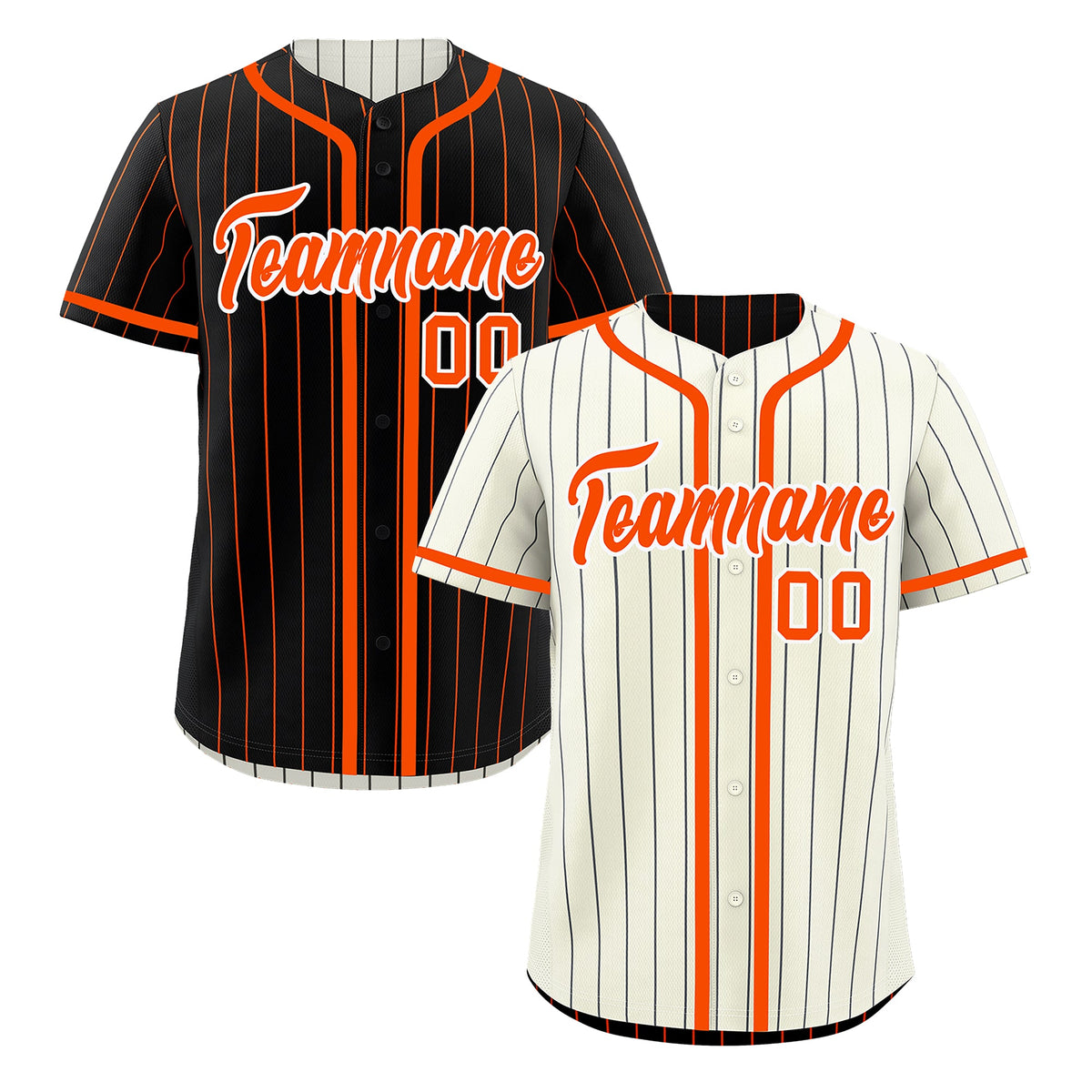 Custom Cream Black Orange Reversible Stripe Fashion Breathable Baseball Jersey| KXKSHOP