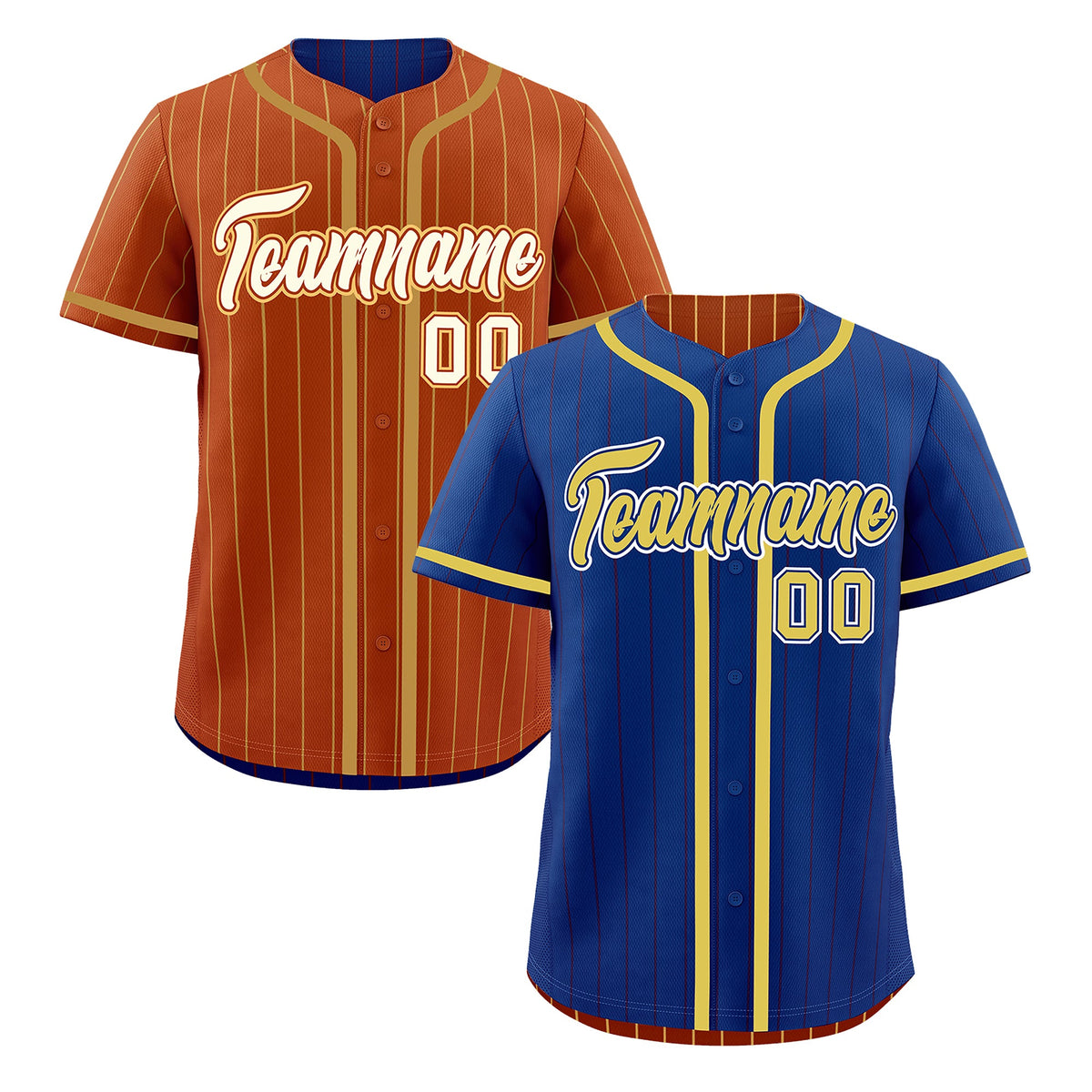Custom Royal Blue Dark Orange Reversible Stripe Fashion Lightweight Baseball Jersey| KXKSHOP