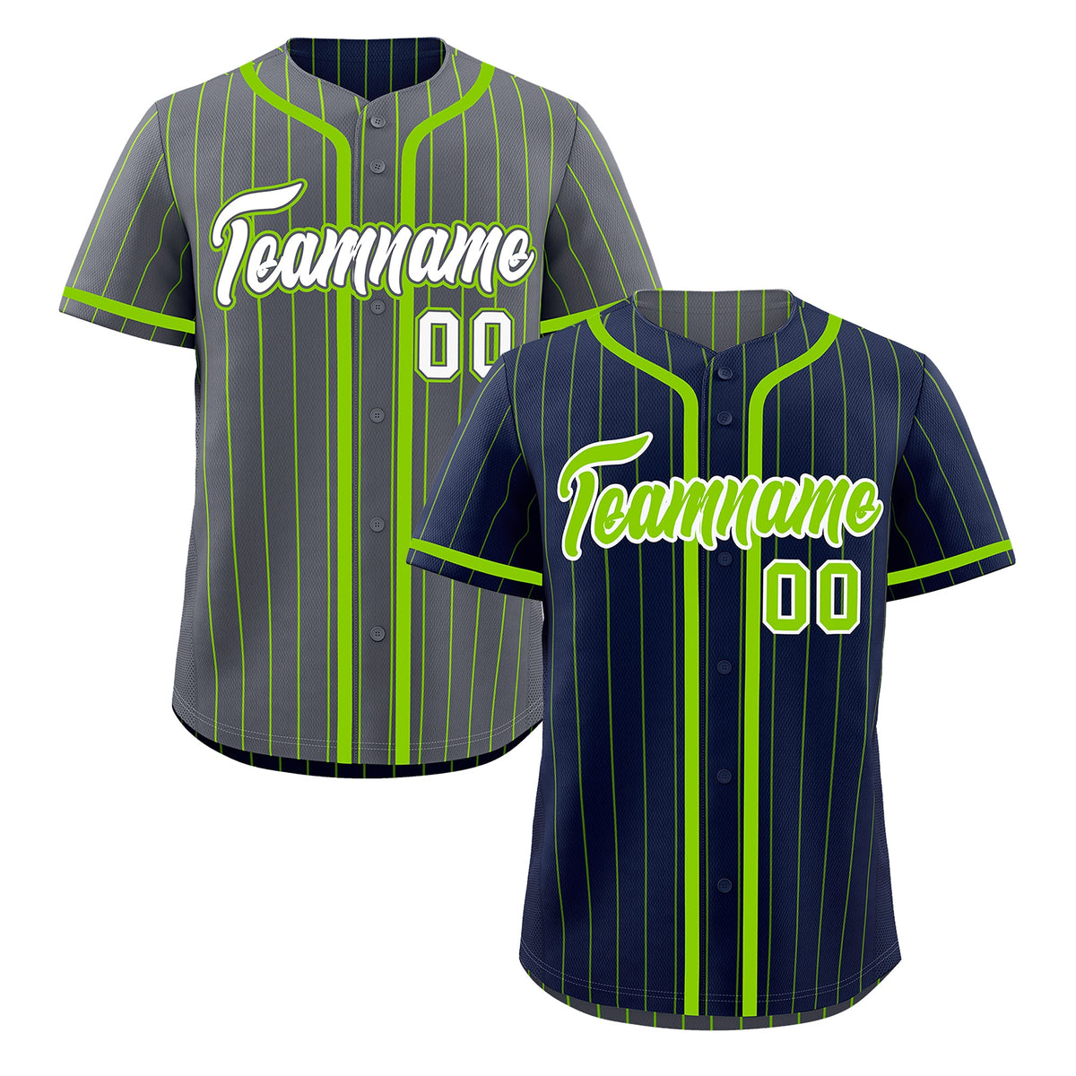 Custom Navy Neon Green Reversible Stripe Fashion Breathable Baseball Jersey| KXKSHOP
