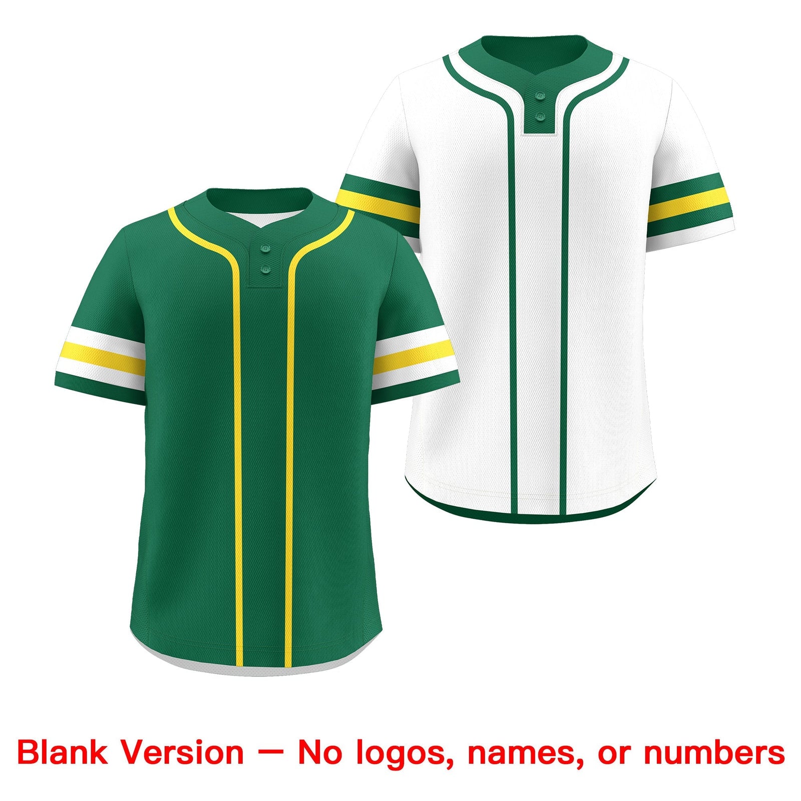 Custom White Gold Kelly Green Reversible Classic Style Two-Button Baseball Jersey| KXKSHOP