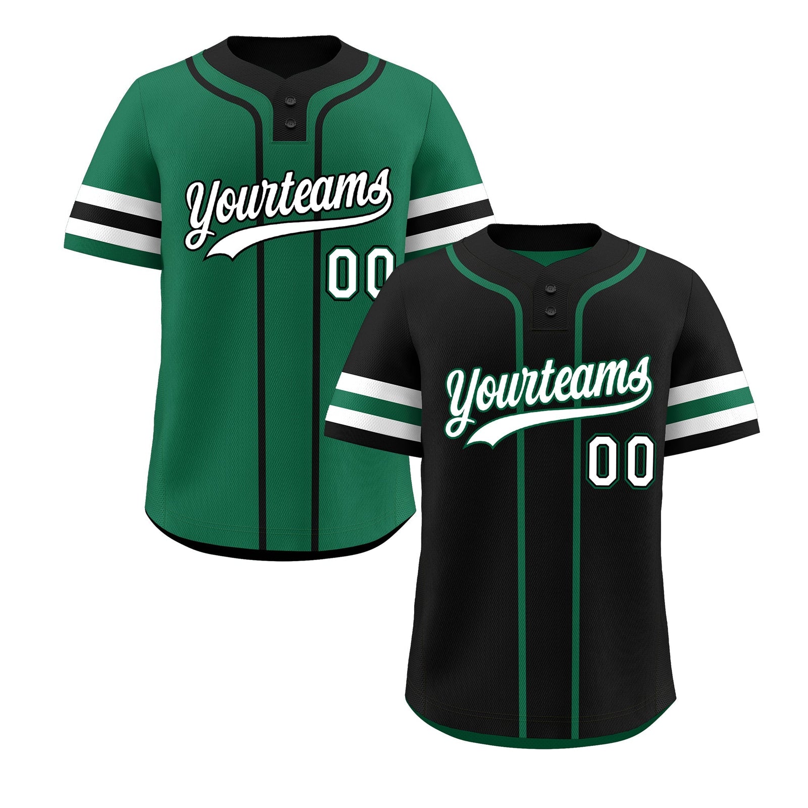 Custom White Kelly Green Black Reversible Classic Style Two-Button Baseball Jersey| KXKSHOP