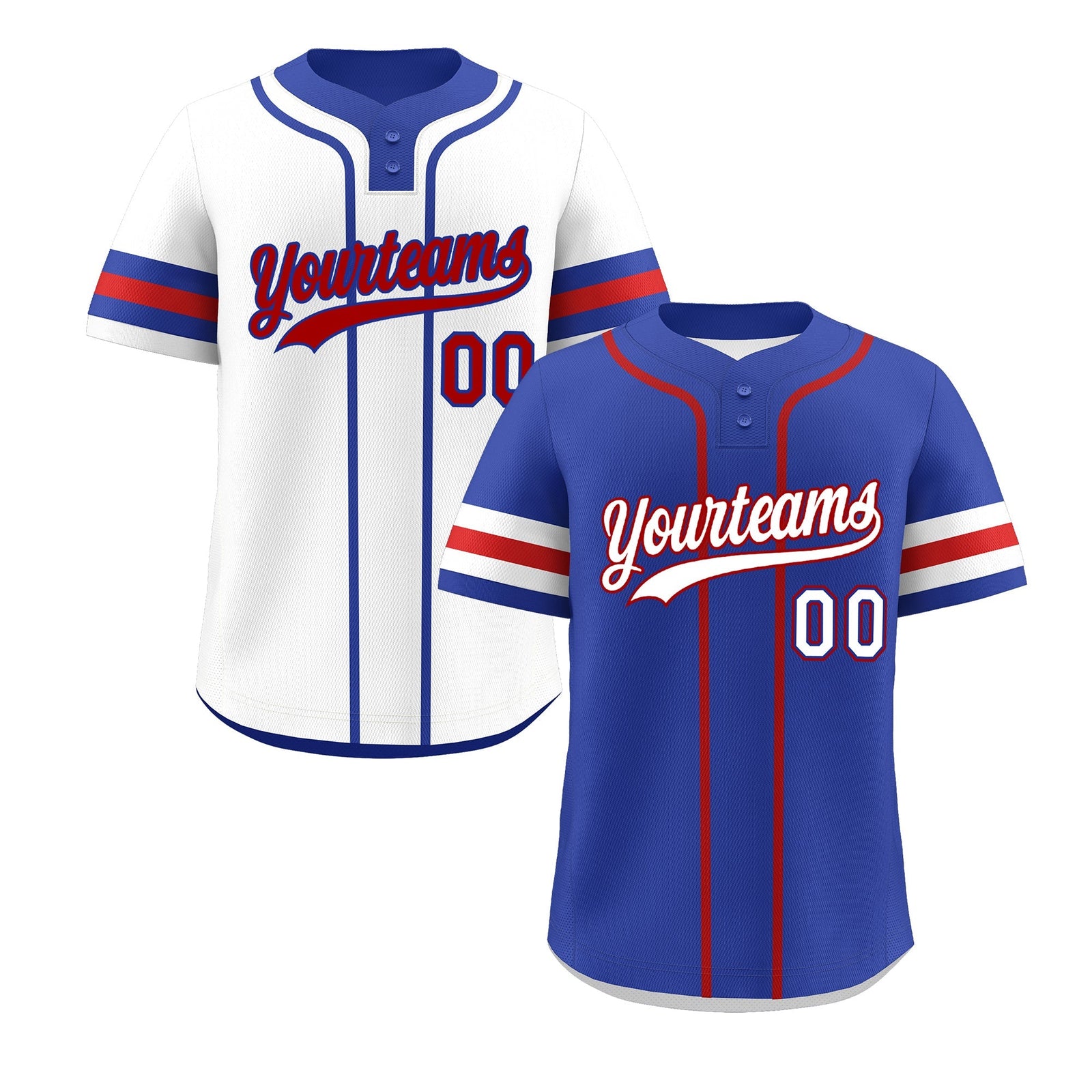 Custom White Red Royal Blue Reversible Classic Style Two-Button Baseball Jersey| KXKSHOP
