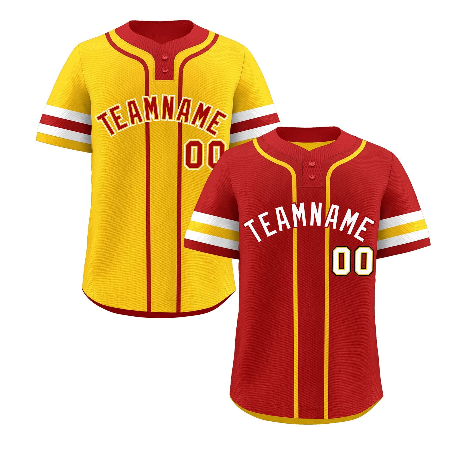 Custom White Gold Red Reversible Classic Style Two-Button Baseball Jersey| KXKSHOP