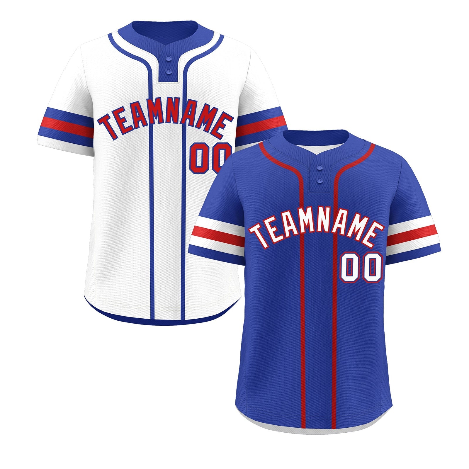 Custom White Red Royal Blue Reversible Classic Style Two-Button Baseball Jersey| KXKSHOP
