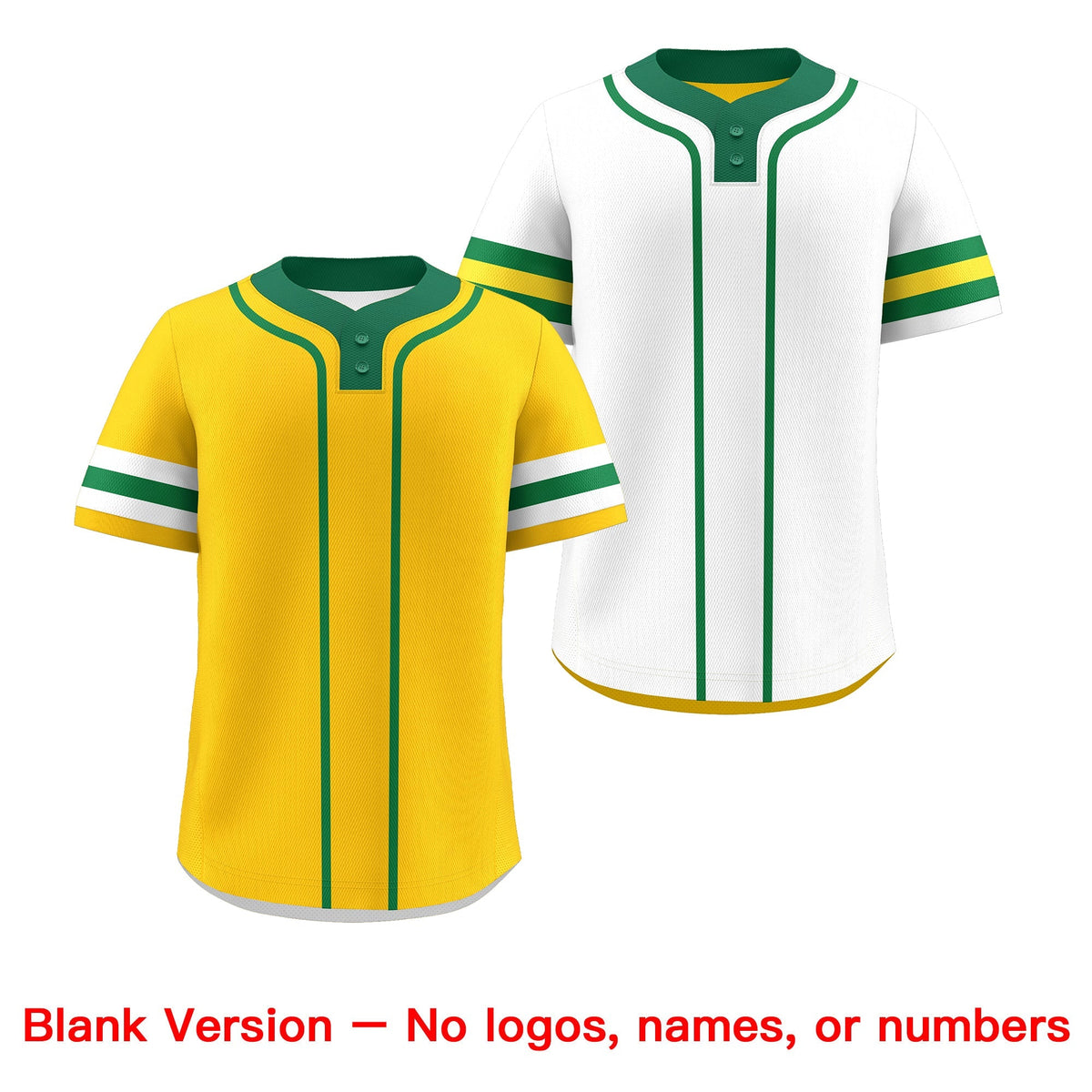 Custom White Kelly Green Gold Reversible Classic Style Two-Button Baseball Jersey| KXKSHOP