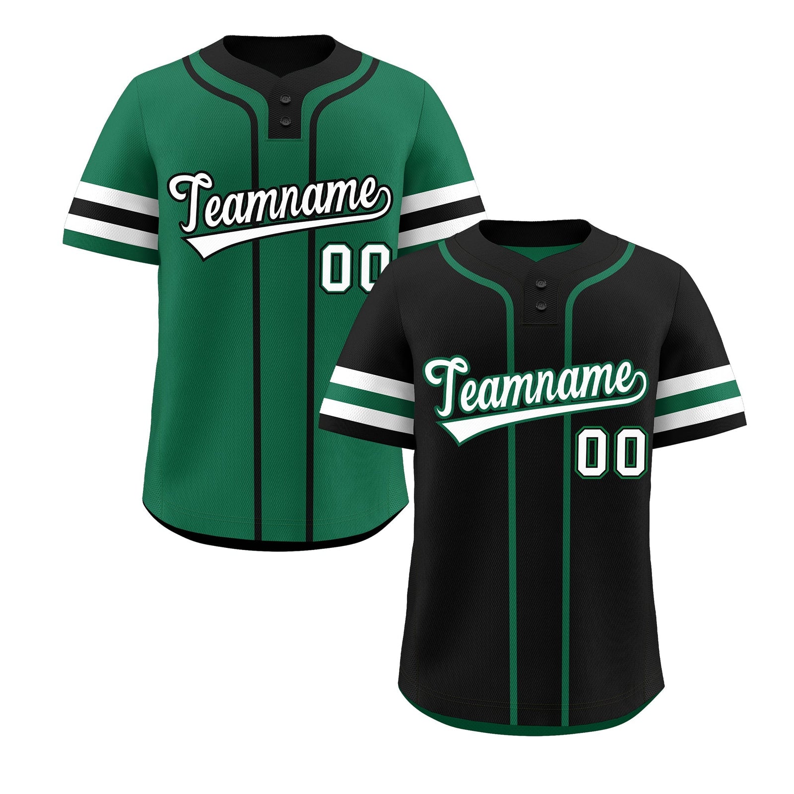 Custom White Kelly Green Black Reversible Classic Style Two-Button Baseball Jersey| KXKSHOP