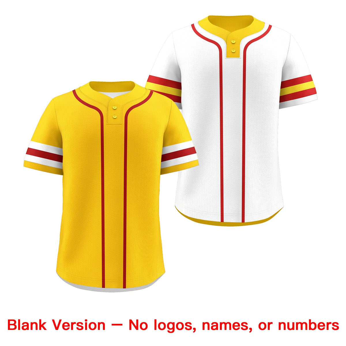 Custom White Red Gold Reversible Classic Style Two-Button Baseball Jersey| KXKSHOP