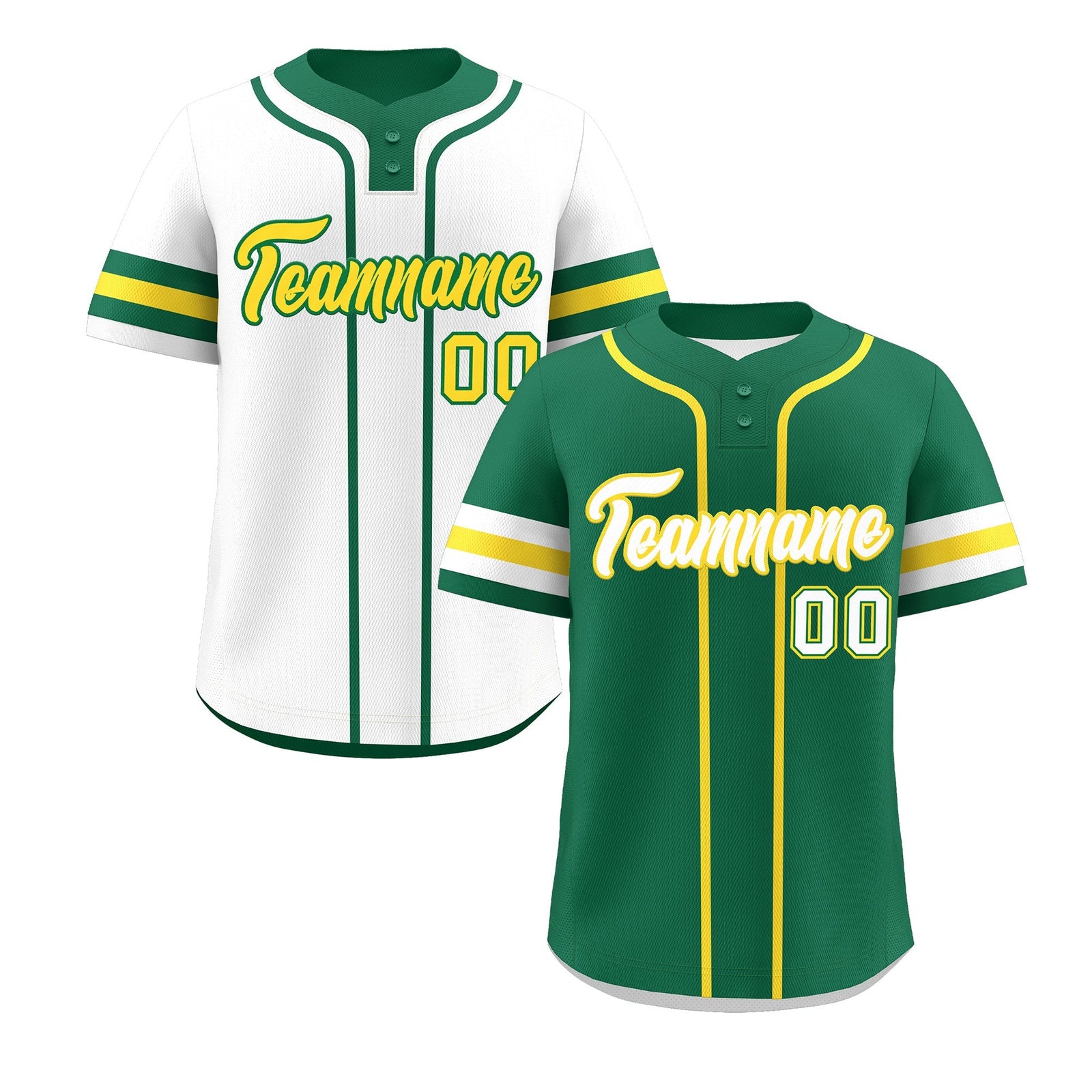 Custom White Gold Kelly Green Reversible Classic Style Two-Button Baseball Jersey| KXKSHOP