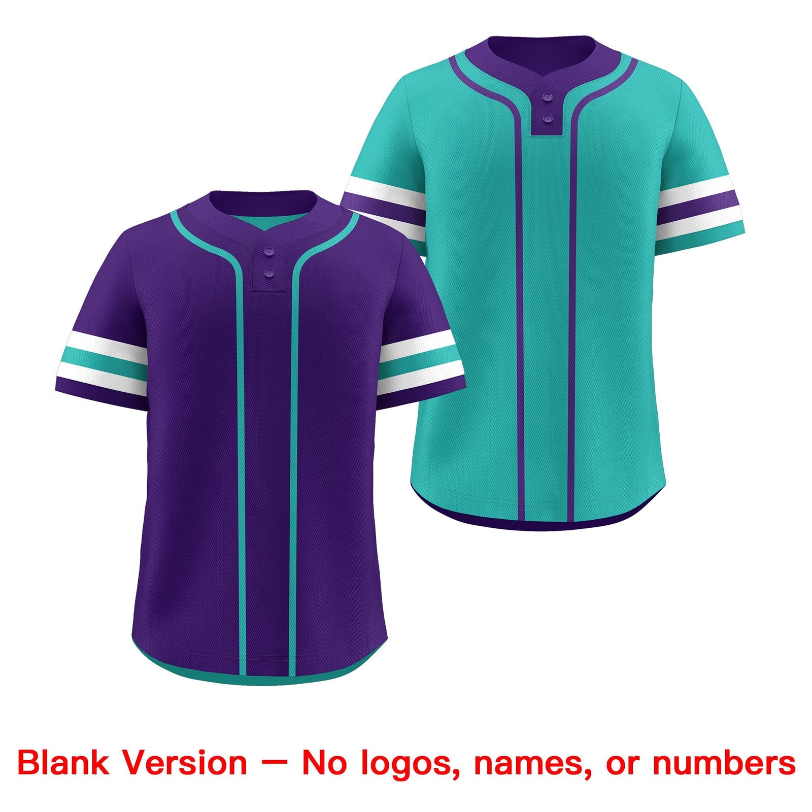 Custom White Aqua Purple Reversible Classic Style Two-Button Baseball Jersey| KXKSHOP