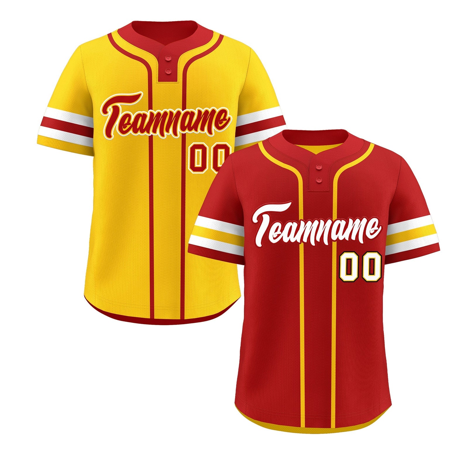 Custom White Gold Red Reversible Classic Style Two-Button Baseball Jersey| KXKSHOP