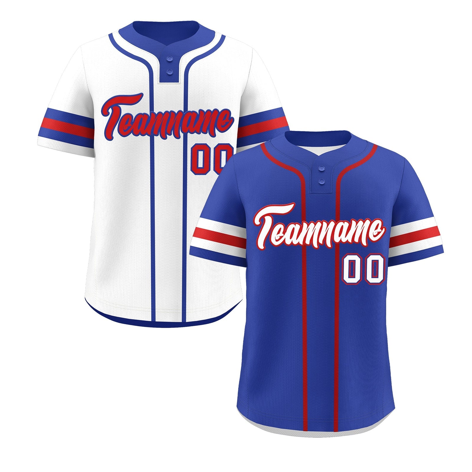 Custom White Red Royal Blue Reversible Classic Style Two-Button Baseball Jersey| KXKSHOP