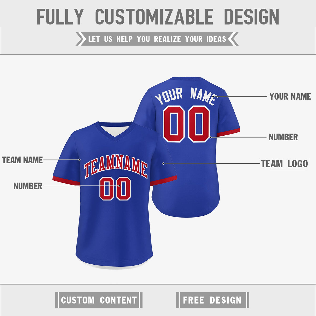 Custom Royal Blue White Red Reversible Classic Style Breathable Baseball Jersey| KXKSHOP