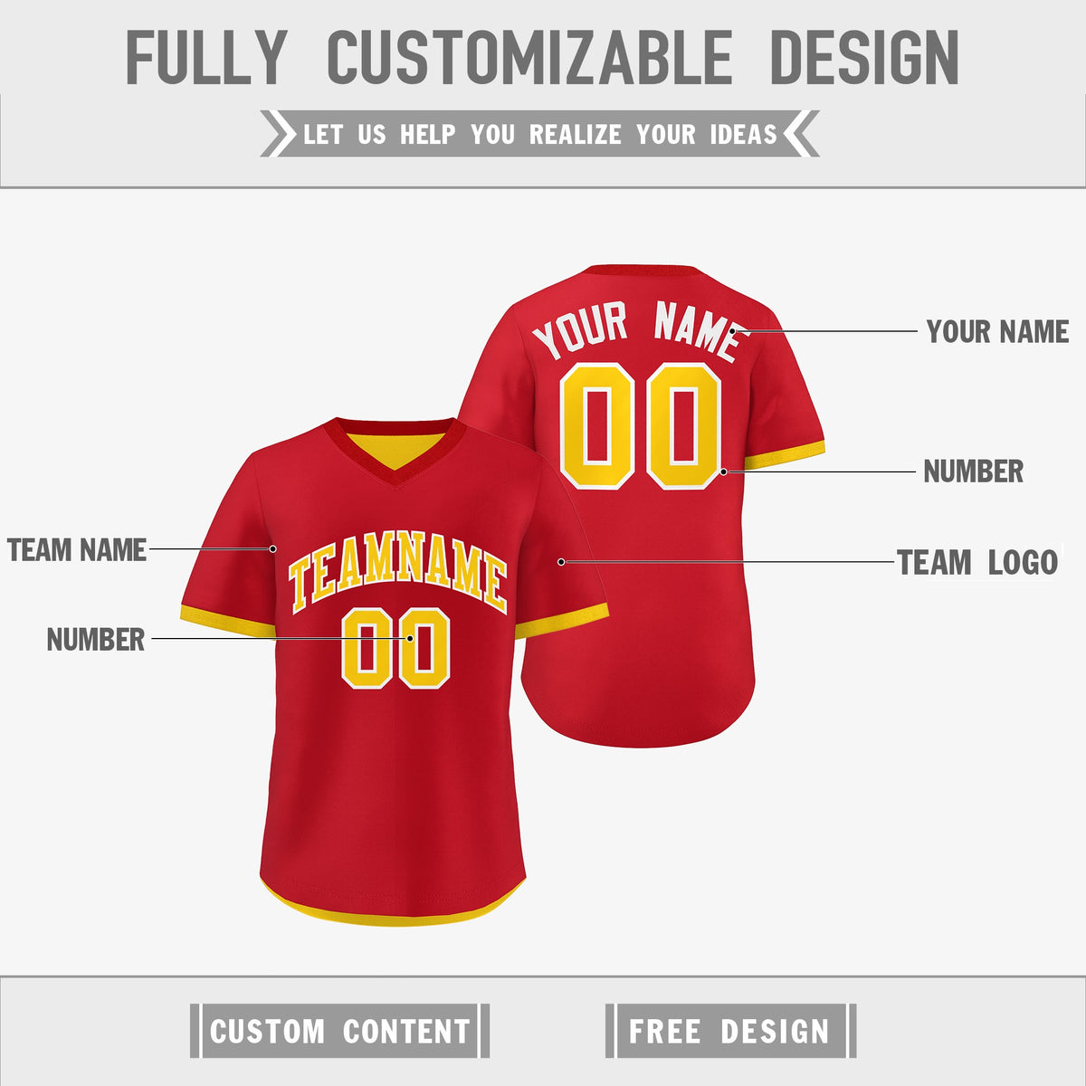 Custom Gold Red Reversible Classic Style Lightweight Baseball Jersey| KXKSHOP