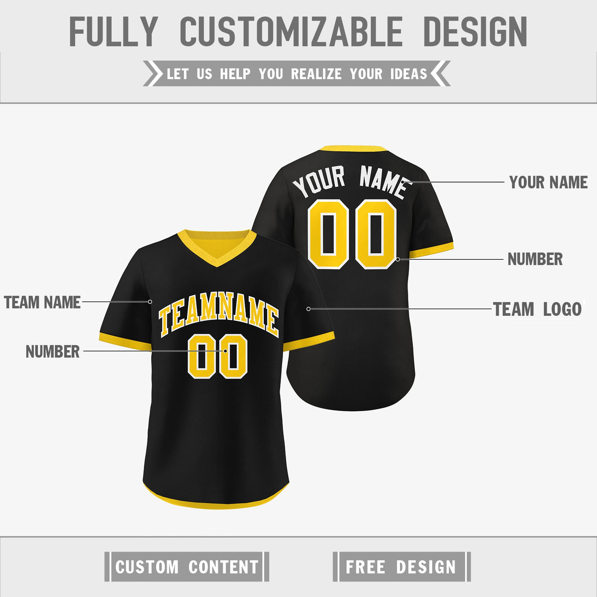 Custom Gold Black Reversible Classic Style Quick Dry Baseball Jersey| KXKSHOP