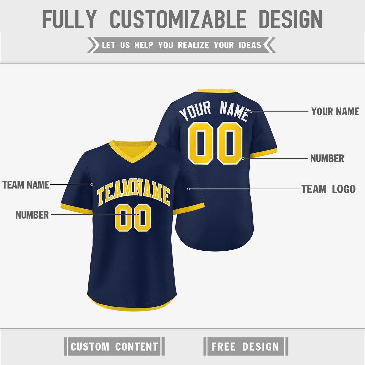 Custom Navy Gold White Reversible Classic Style Lightweight Baseball Jersey| KXKSHOP