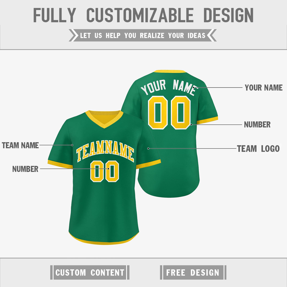Custom Kelly Green Gold Reversible Classic Style Quick Dry Baseball Jersey| KXKSHOP