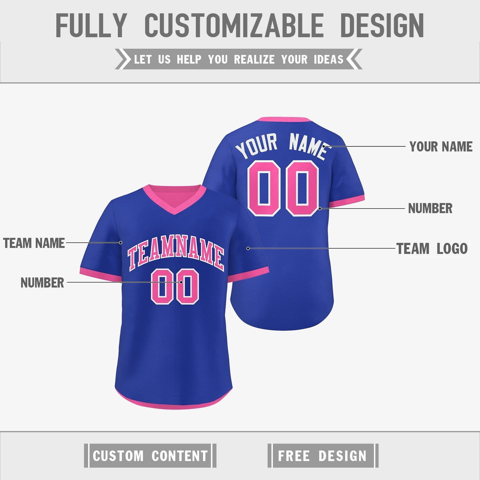 Custom Pink Royal Blue Reversible Classic Style Quick Dry Baseball Jersey| KXKSHOP