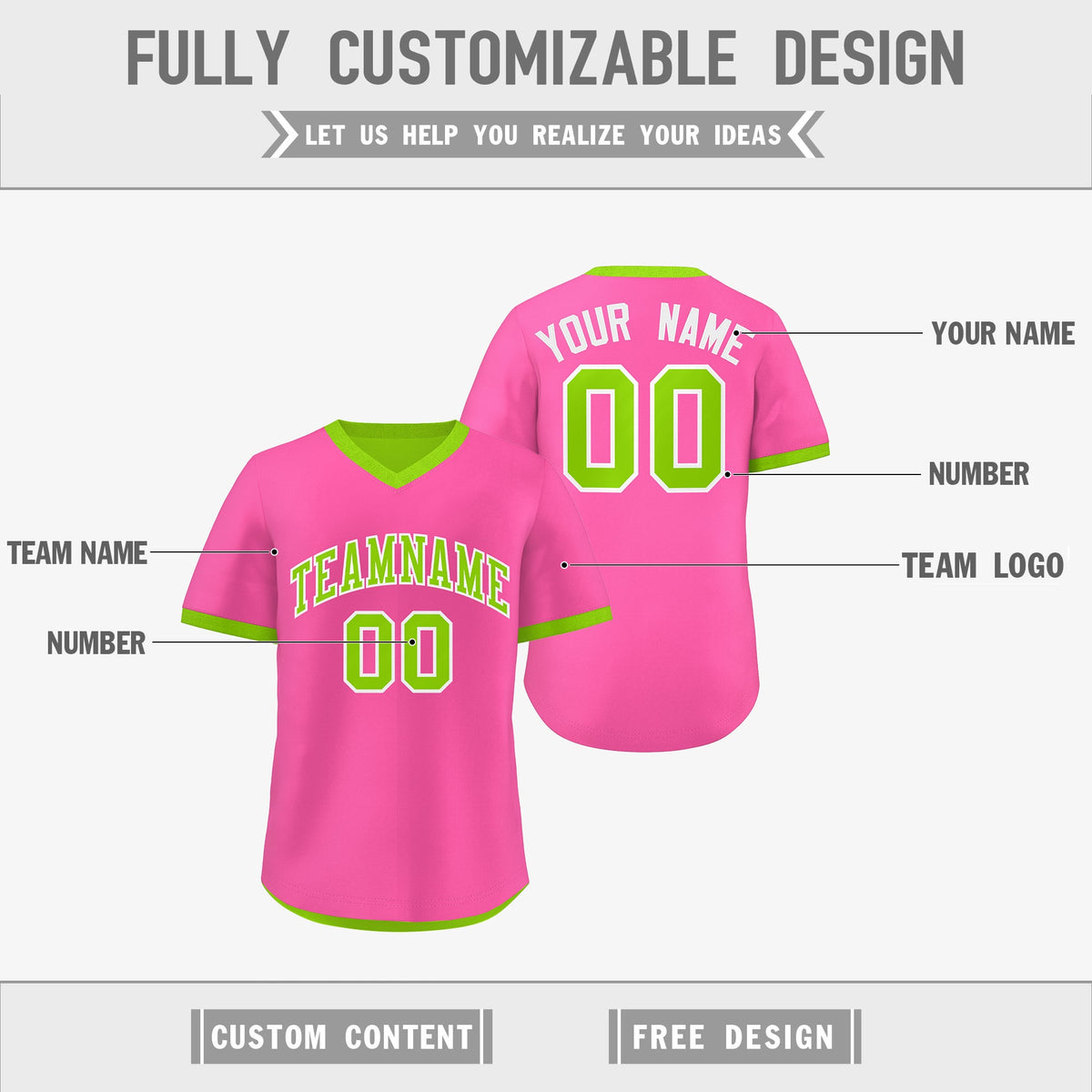 Custom Neon Green Pink Reversible Classic Style Quick Dry Baseball Jersey| KXKSHOP