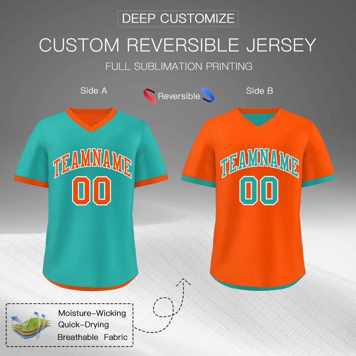 Custom Neon Green Orange Reversible Classic Style Breathable Baseball Jersey| KXKSHOP