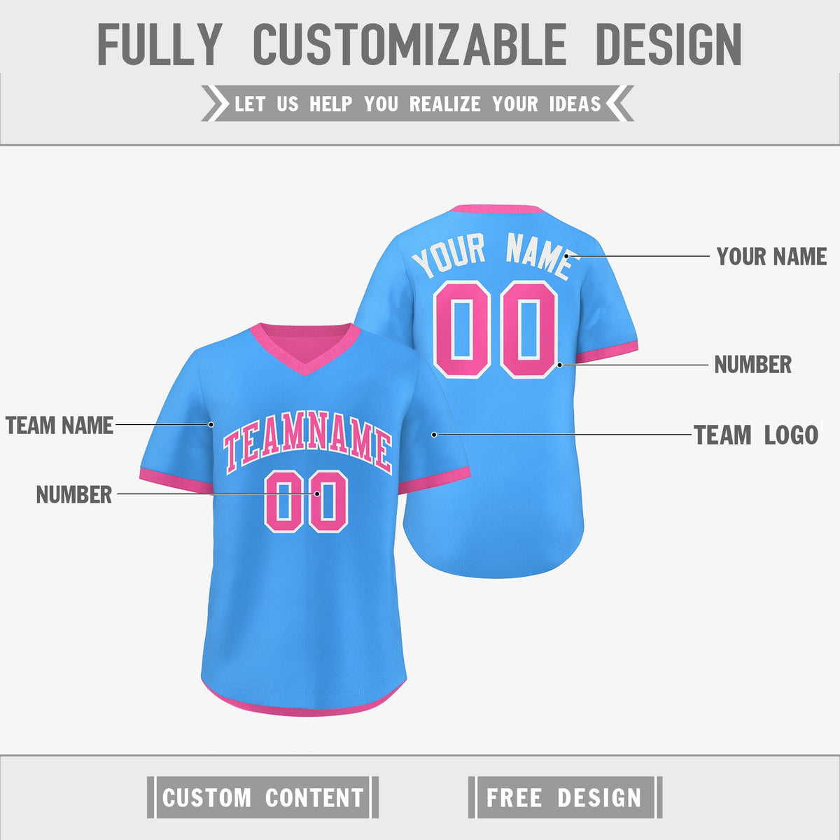 Custom Pink Powder Blue Reversible Classic Style Breathable Baseball Jersey| KXKSHOP