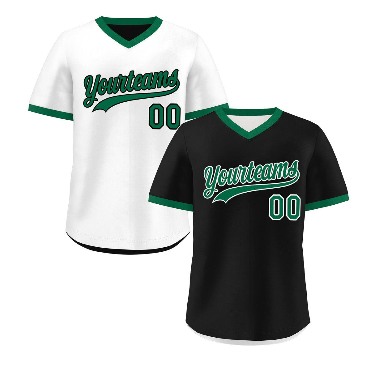Custom White Black Kelly Green Reversible Classic Style Breathable Baseball Jersey| KXKSHOP